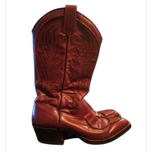 Vintage Dan Post Raised Stitch Brown Cowboy Boots 6685 Men Size 9 D Western boho